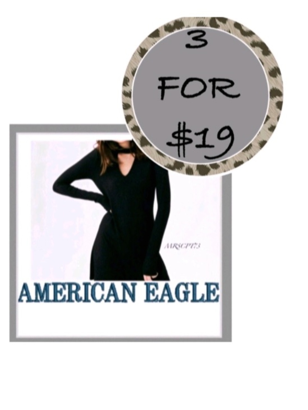3/$19 American Eagle Black keyhole tunic top blouse
